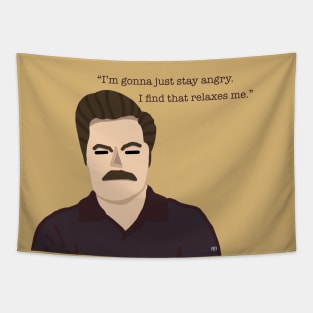 Ron swanson Stay angry Tapestry