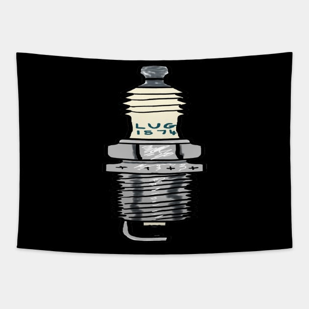 Spark Plug Mechanic Tapestry by Mark Ewbie