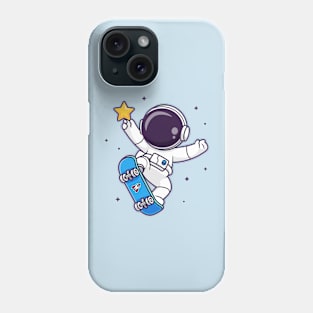 Cute Astronaut Playing Skateboard With Star Cartoon Phone Case