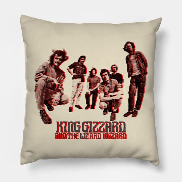 Retro Vintage King Gizzard And The Lizard Wizard Pillow by LEMESGAKPROVE