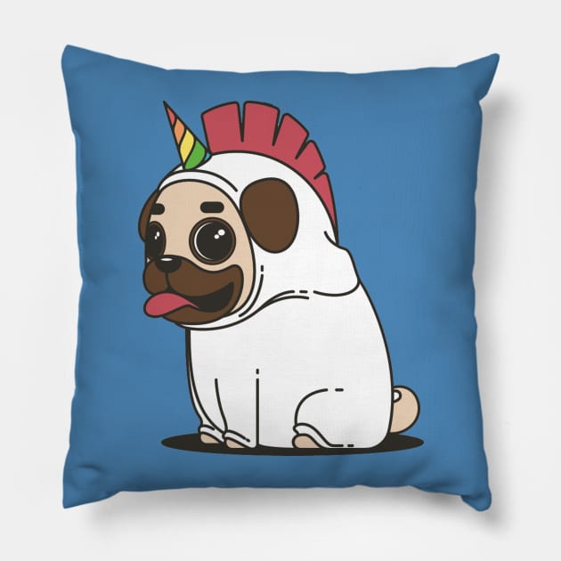 Unicorn Pug Pillow by JKA