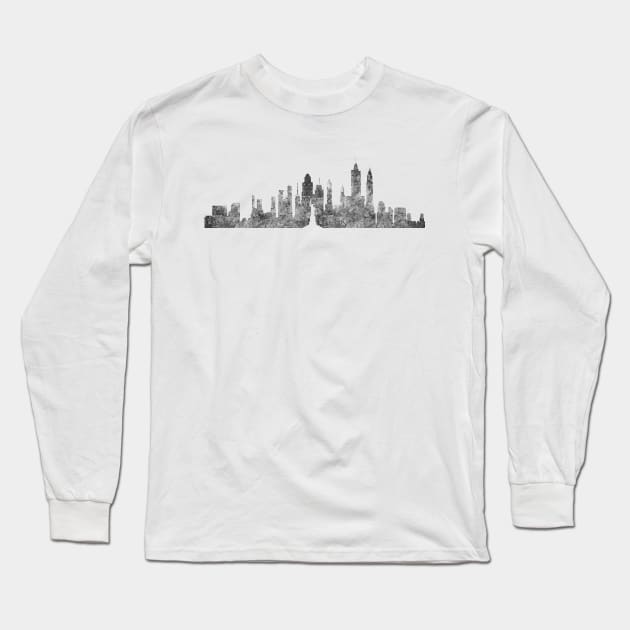 New York City Skyline and Text Black and White Illustration T-Shirt