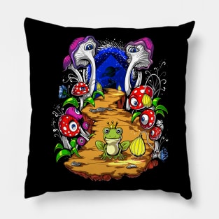 Psychedelic Magic Mushrooms Forest Pillow