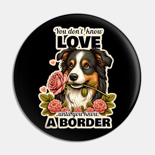 Border Collie Valentine's day Pin