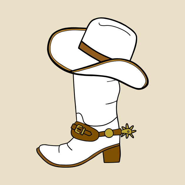 WHITE Cowboy Boot And Hat by SartorisArt1