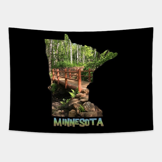 Minnesota State Outline (Duluth Traverse Bike Trail Bridge) Tapestry by gorff