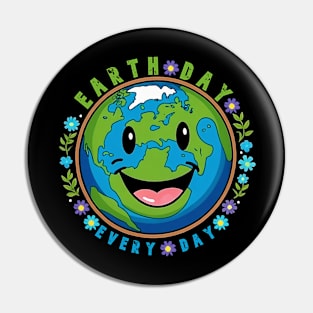 Earth Day Everyday Smile Face Hippie Planet Anniversary Pin