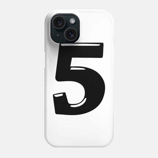 The number 5 in black 3d style font Phone Case by Spinkly