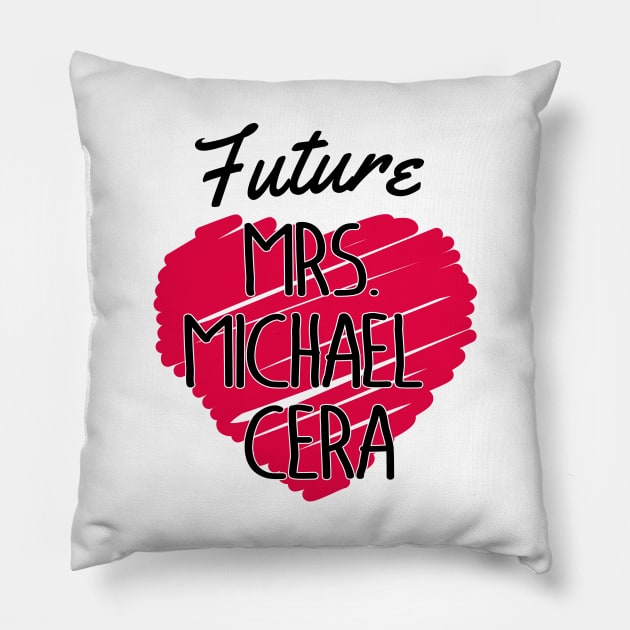 Future Mrs Michael Cera Love Heart Pillow by Rebus28