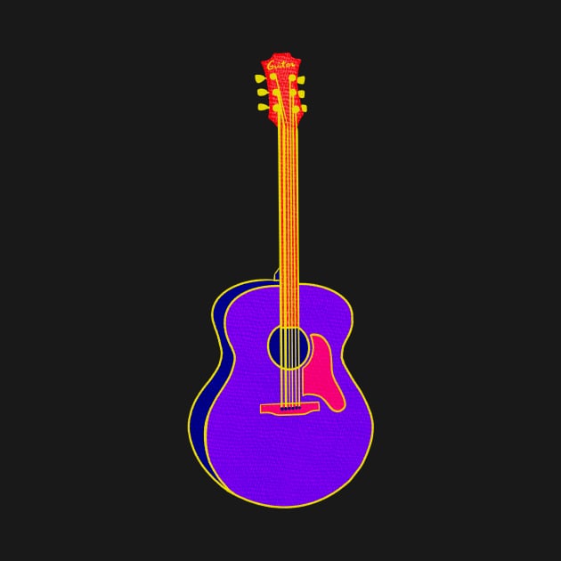 Neon Guitar by Kelly Louise Art