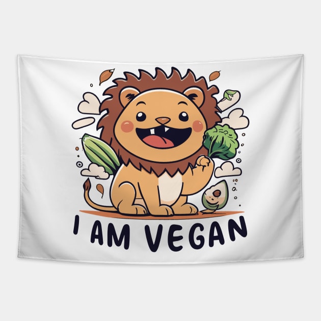 Vegan lion Tapestry by Spaceboyishere