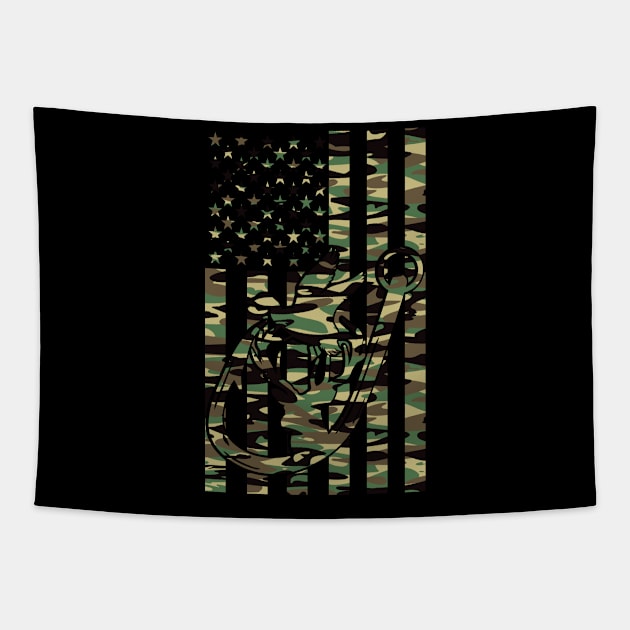 Camo USA Flag Camouflage Duck, Deer, Hook Fishing Hunter Tapestry by Beautiful Butterflies by Anastasia