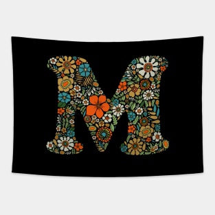 Hippie Floral Letter M Tapestry