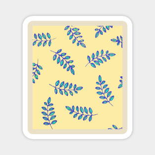 Leaf Prints in blue-violet, teal, pale yellow Magnet