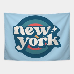 Vintage New York Sunset Seal // Retro City Emblem for New York Tapestry