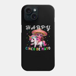 Dabbing girl Dancer on Unicorn Back Happy Cinco de Mayo wearing sunglasses Phone Case