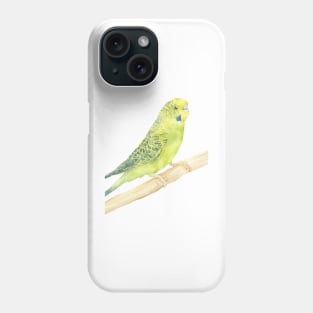 green and yellow budgie watercolor portrait Phone Case