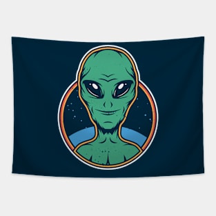 Vintage Cartoon Martian Alien Tapestry