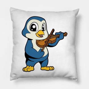 Cartoon penguin playing violin Pillow