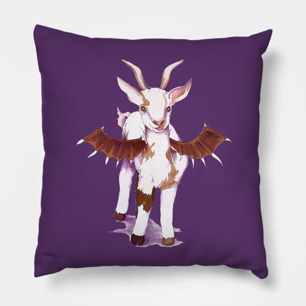 Bat-Winged Goat Pillow by FishWithATopHat