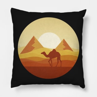 Desert Camel Silhouette Flat Landscape Pillow