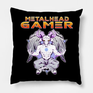 Metalhead Gamer Baphomet Meditate Orange Pillow