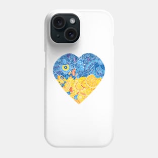 Floral heart in colors of Ukrainian flag Phone Case