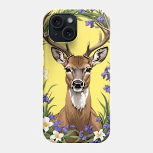 Michigan White-Tailed Deer With Iris Flower 2 Phone Case