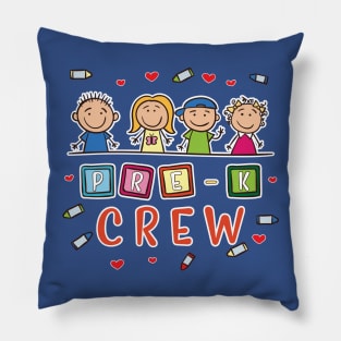 Pre-K Crew Preschool Back To School T-Shirt 1st Grade Pre-School Pillow