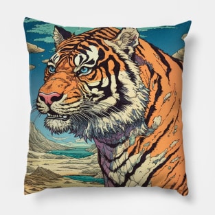 Tiger Portrait On Alien Planet Pillow