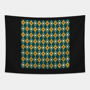 Teal and Yellow Harlequin Pattern Tapestry