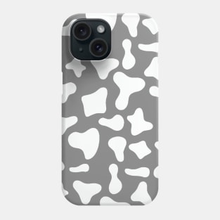 White Dairy Cow Print Pattern on Grey Background Phone Case