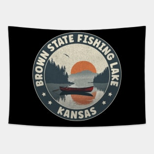 Brown State Fishing Lake Kansas Sunset Tapestry