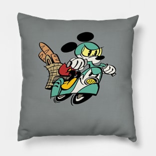 Rodent on scooter with baguettes Pillow