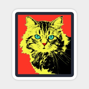 POP ART CAT - YELLOW RED Magnet