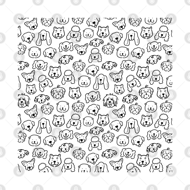 Cute Black and White Dog Lineart pattern by MariOyama