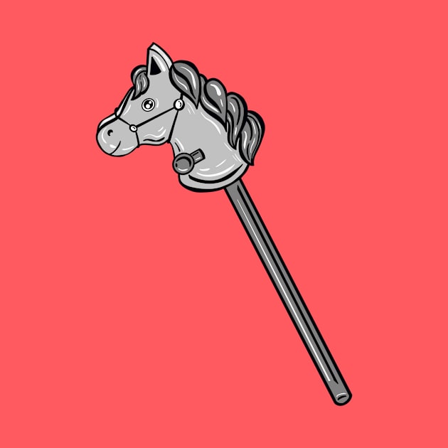 Black And White Horse Stick With Pink Background by missmann