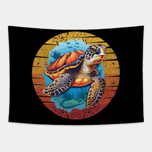 Retro Vintage Sea Turtle Tapestry