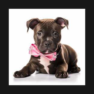 Staffy With A Pink Bow T-Shirt