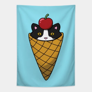 Cat eating ice cream Tapestry