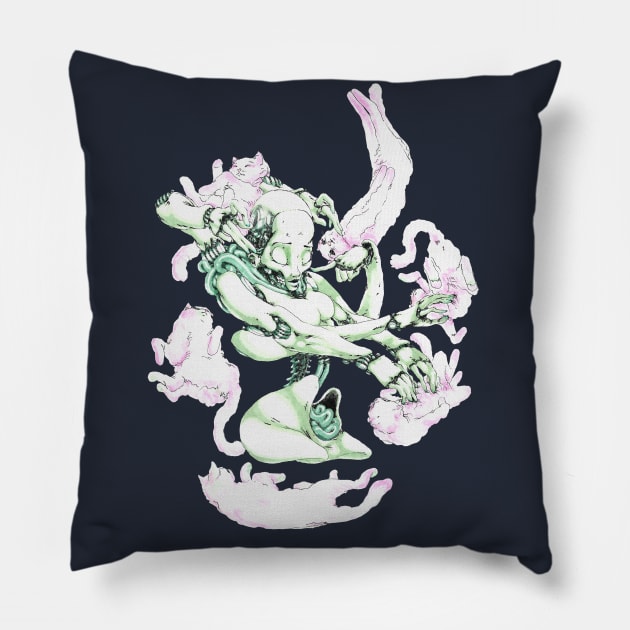 Cat lady in paradise Pillow by Takeshi Kolotov