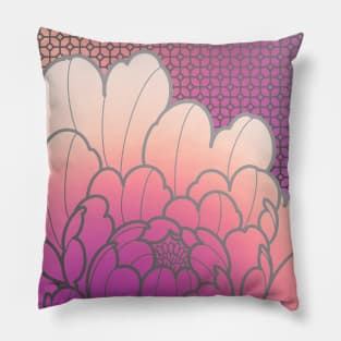 lilac peony flower on geometric wallpaper background Pillow