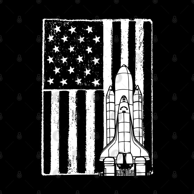 Astronaut vintage American flag Spacecraft by JustBeSatisfied
