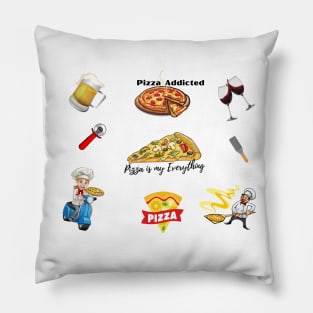 Pizza is My Everything with Wine and Beer Glasses Set Designs Value Pack Pillow