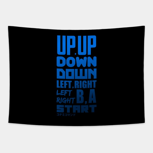 Konami Code Blue Tapestry by FireballMotion