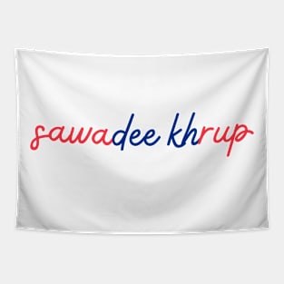 sawadee khrup - Thai red and blue - Flag color Tapestry