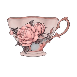 Vintage Tea Cup With Rose T-Shirt