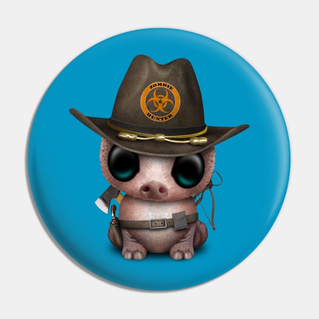Cute Zombie Hunter Baby Pig Pin by jeffbartels