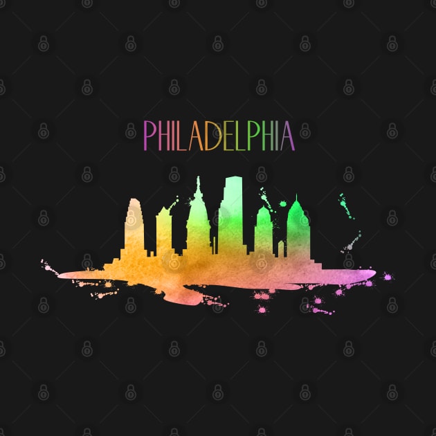 Philadelphia Skyline in Watercolor by LR_Collections