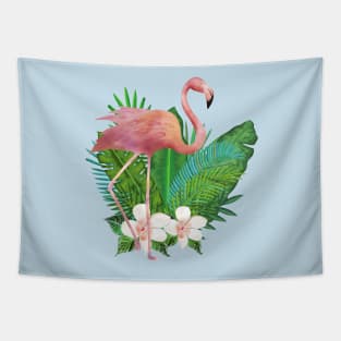 Pink Flamingo Island Vibes Tapestry